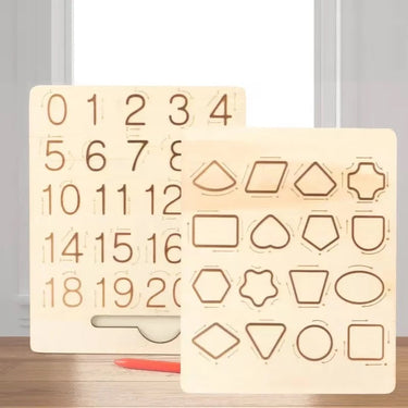 Ecotoys Montessori Cogniboard | Descubre el mundo de los números y las letras - Tablero de rompecabezas educativo de madera para niños
